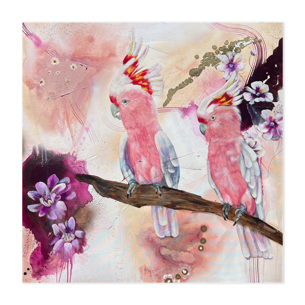 Blushing Duet, Original Hand-Painted Canvas By Emily Birdsey-by-Emily Birdsey-original art-Gioia