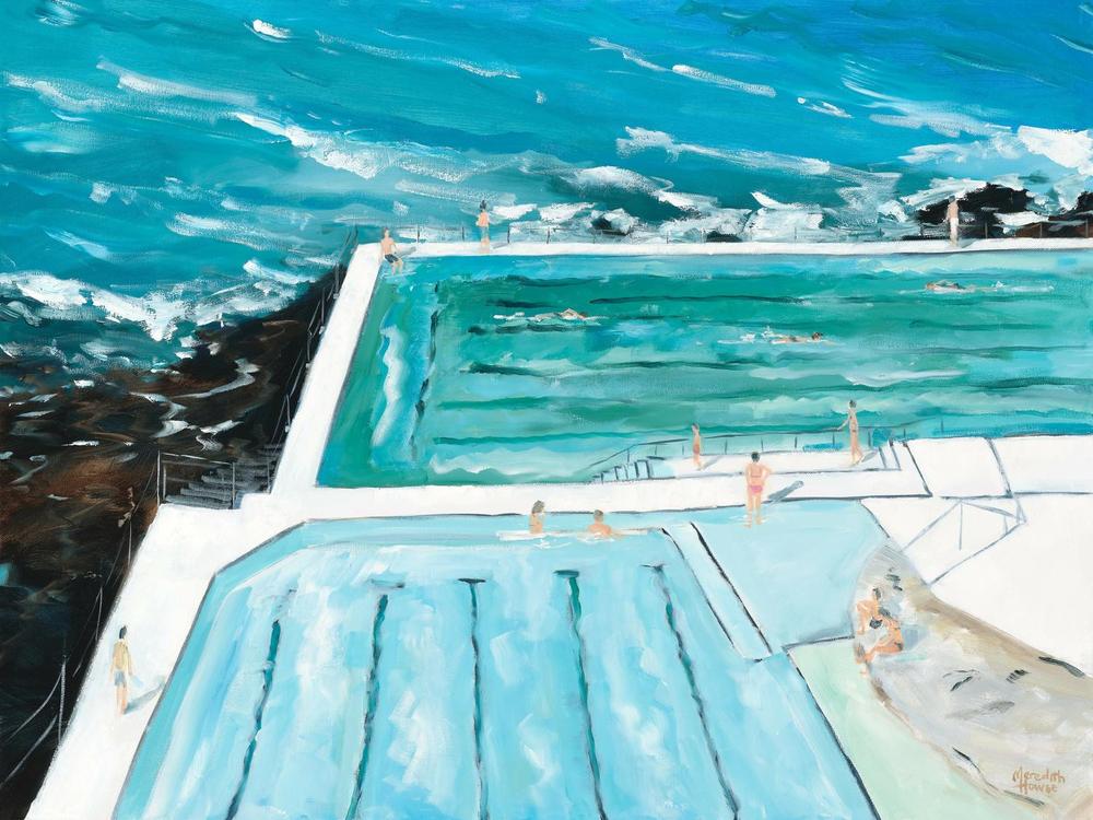Bondi Icebergs Swim. Original Hand-Painted Canvas By Meredith Howse-by-Meredith Howse-original art-Gioia