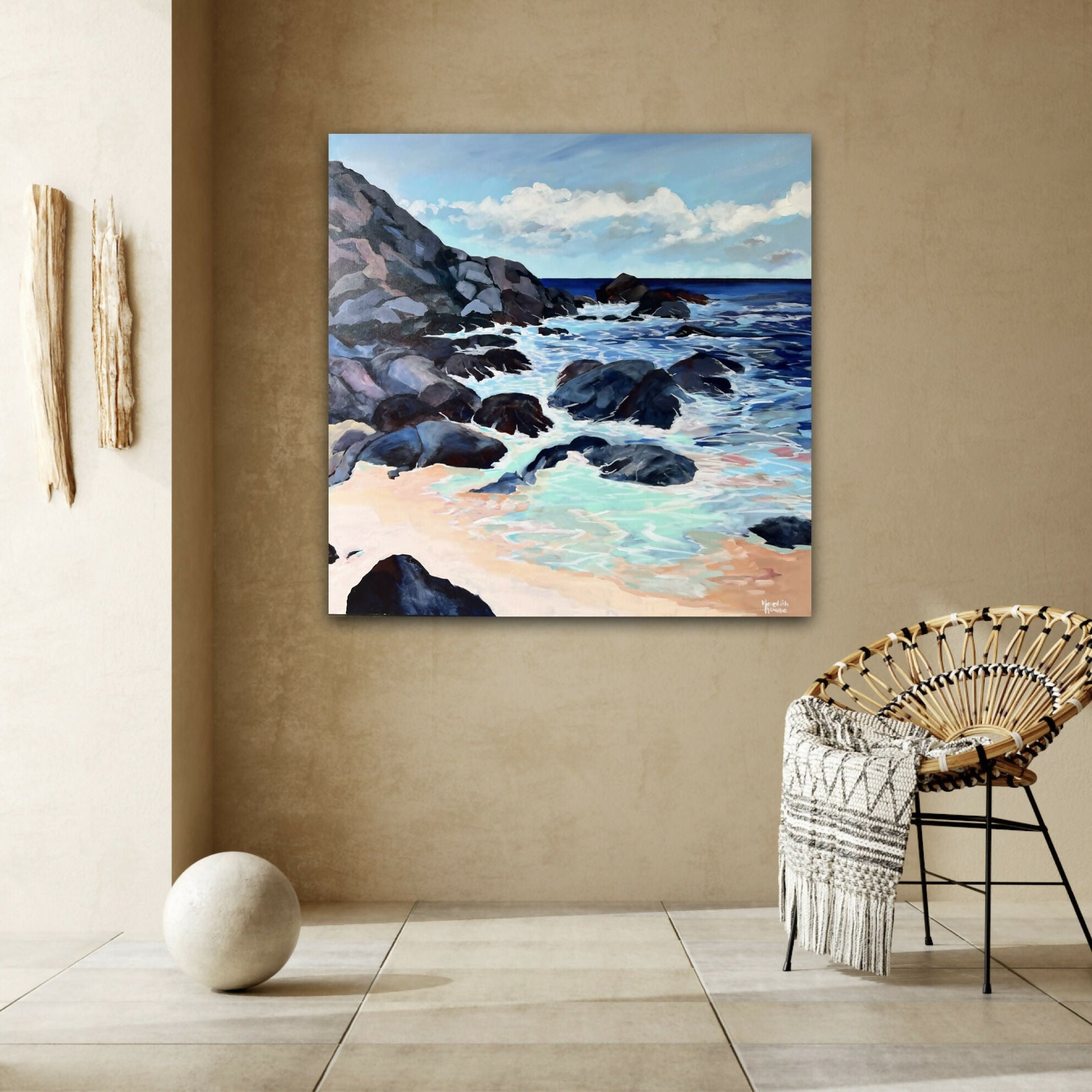 Boomerang Beach, Booti Booti. Original hand-painted artwork by Meredith Howse.-by-Meredith Howse-original art-Gioia