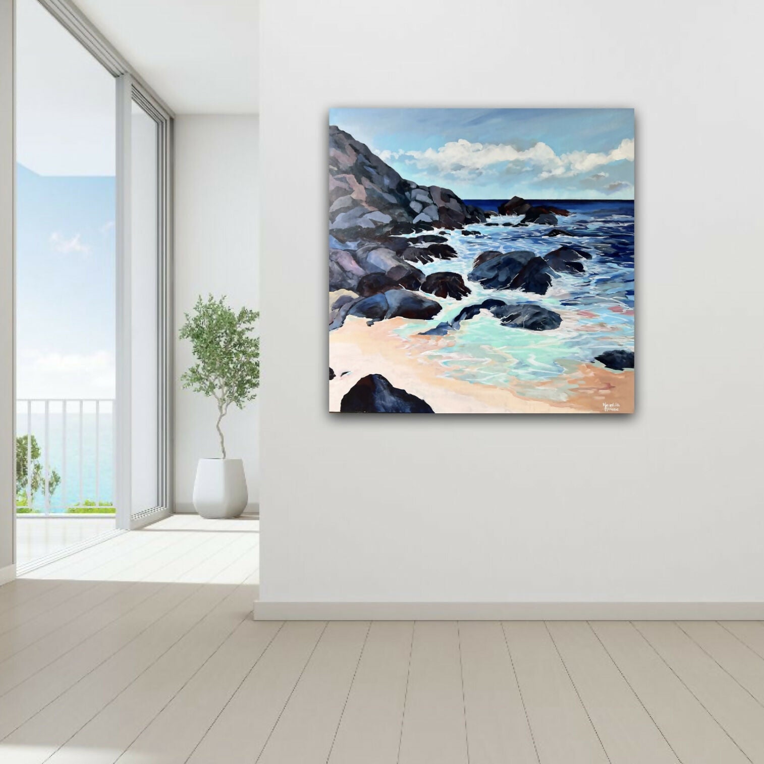 Boomerang Beach, Booti Booti. Original hand-painted artwork by Meredith Howse.-by-Meredith Howse-original art-Gioia