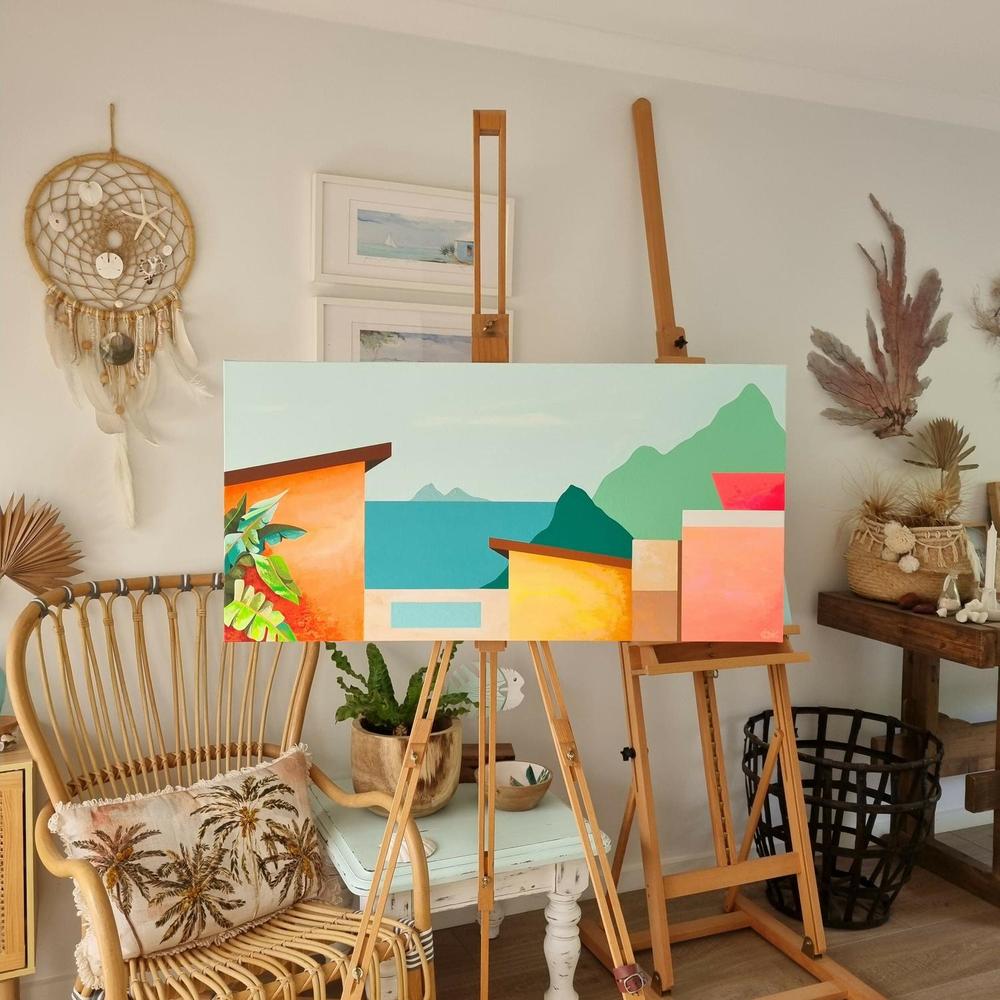 Casas De La Isla #1, Original Hand-Painted Canvas By Michelle Jirsensky-by-Michelle Jirsensky-original art-Gioia