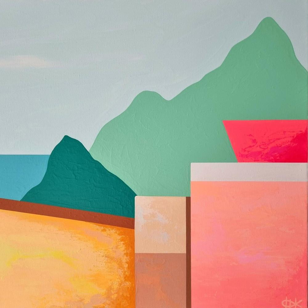 Casas De La Isla #1, Original Hand-Painted Canvas By Michelle Jirsensky-by-Michelle Jirsensky-original art-Gioia