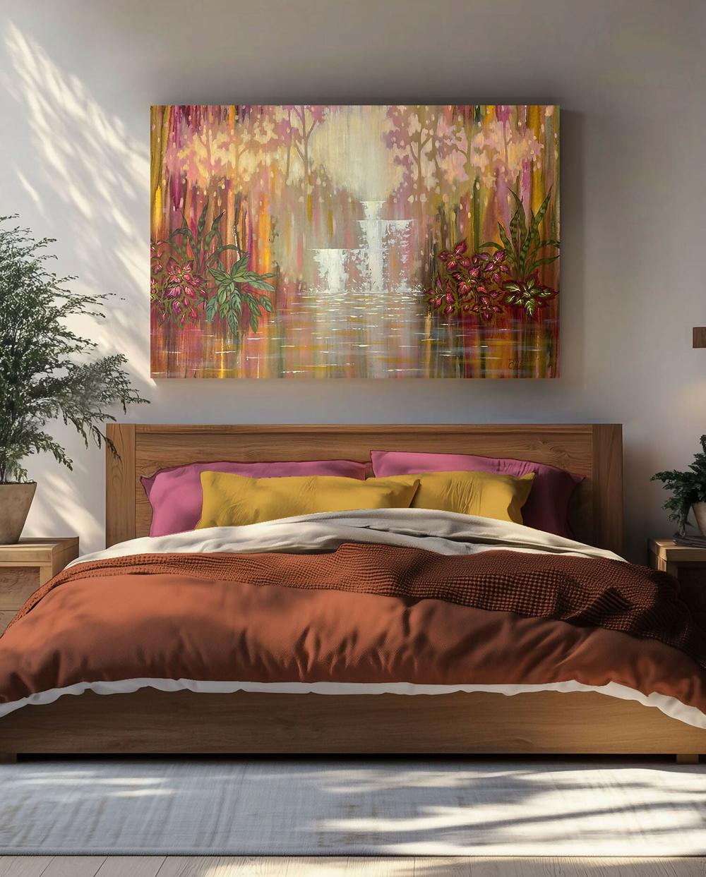 Cascade of Waterfalls, Original Hand-painted Canvas by Ekaterina Prisich-by-Ekaterina Prisich-original art-Gioia
