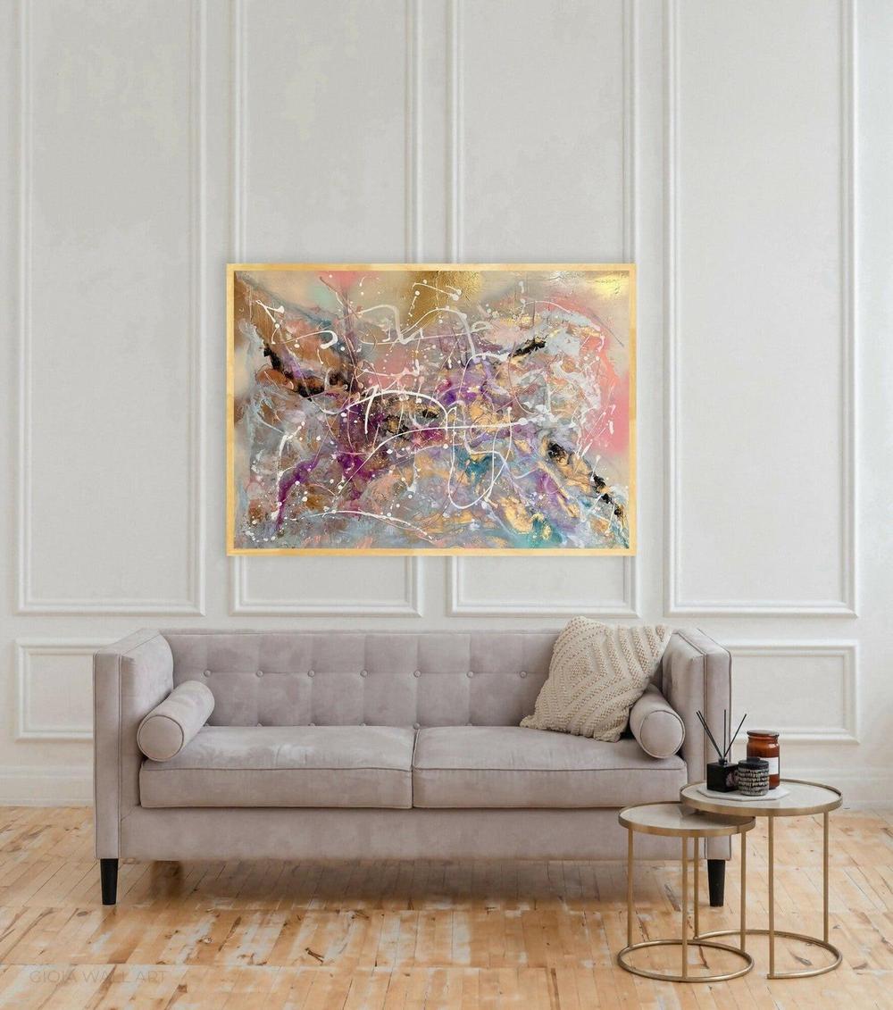 Celestial Symphony, Mixed Media On Canvas, 76x101.6cm, By Lori Burke , Original Artwork-by-Lori Burke-original art-Gioia