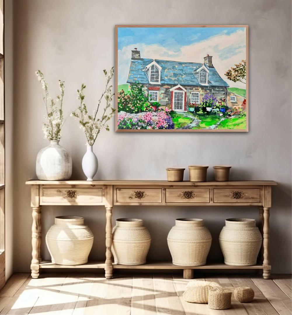 Coastal Cottage, Wales. Original painting by Meredith Howse.-by-Meredith Howse-original art-Gioia