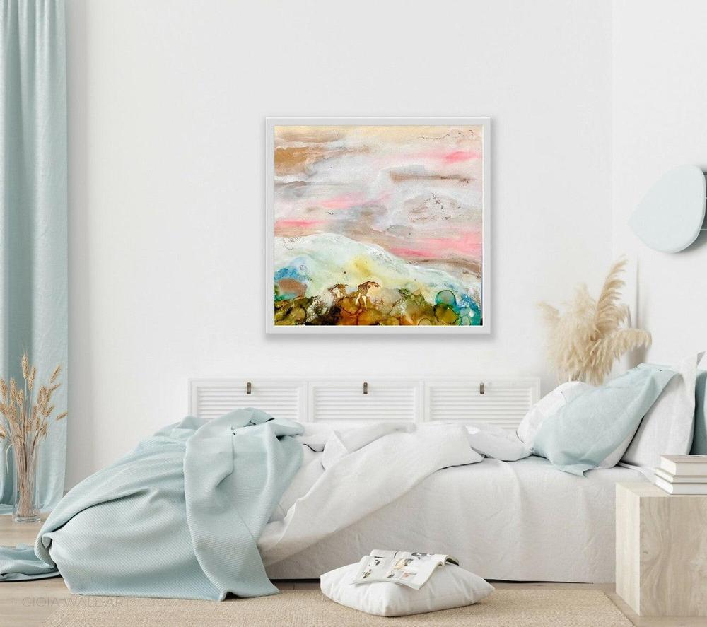 Coastal Crest, Mixed Media on Canvas, 50x50cm, By Lori Burke , Original Artwork-by-Lori Burke-original art-Gioia