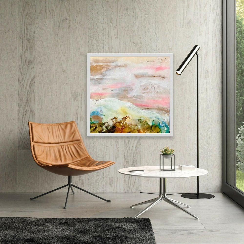 Coastal Crest, Mixed Media on Canvas, 50x50cm, By Lori Burke , Original Artwork-by-Lori Burke-original art-Gioia
