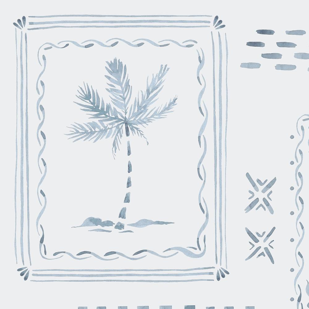 Coastal Stamps On Mineral Blue-wallpaper-eco-friendly-easy-removal-Gioia Wall Art-4