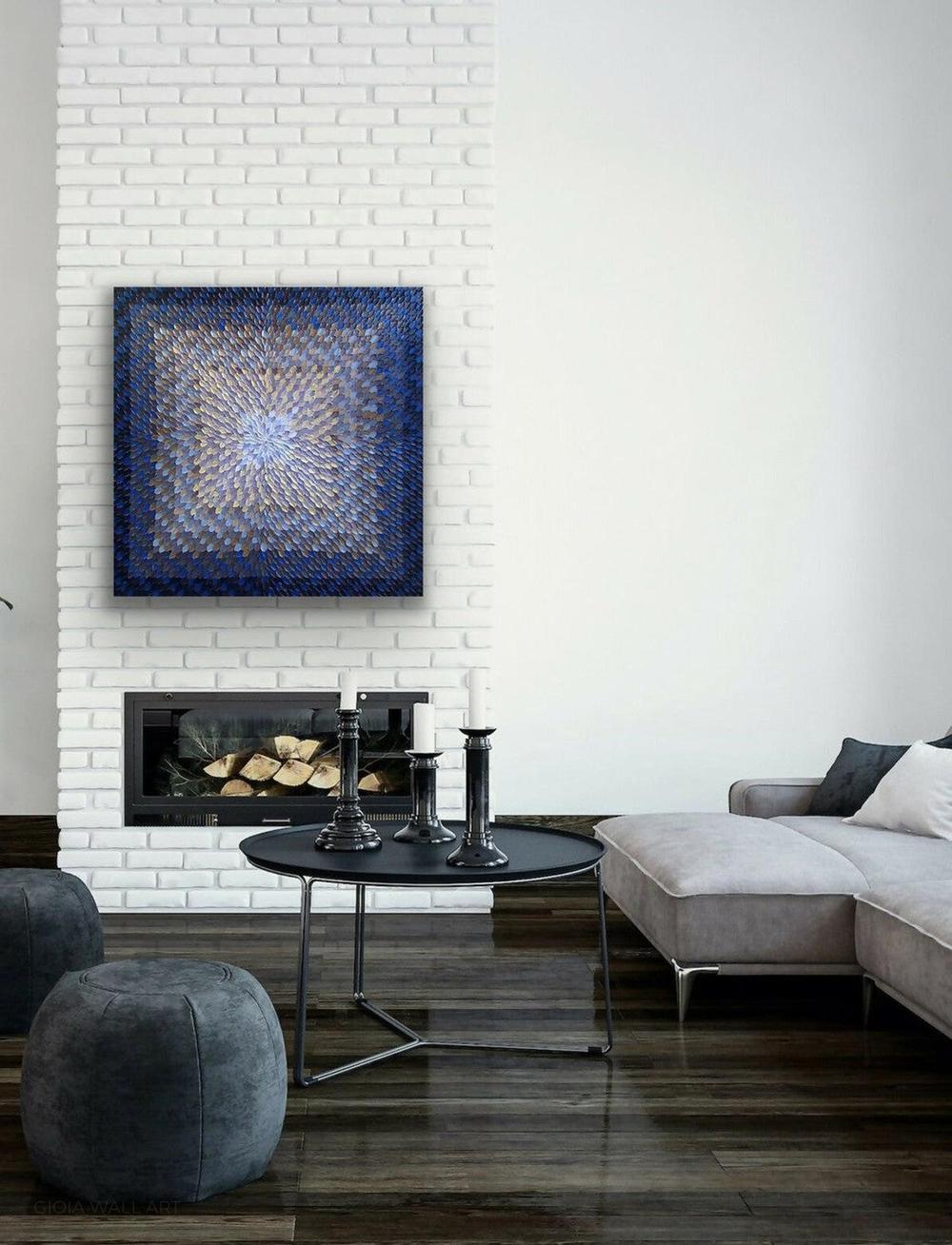 Dark Nights I, Acrylic on Canvas, 91.4x91.4cm, By Guzaliya Xavier , Original Artwork-by-Guzaliya Xavier-original art-Gioia