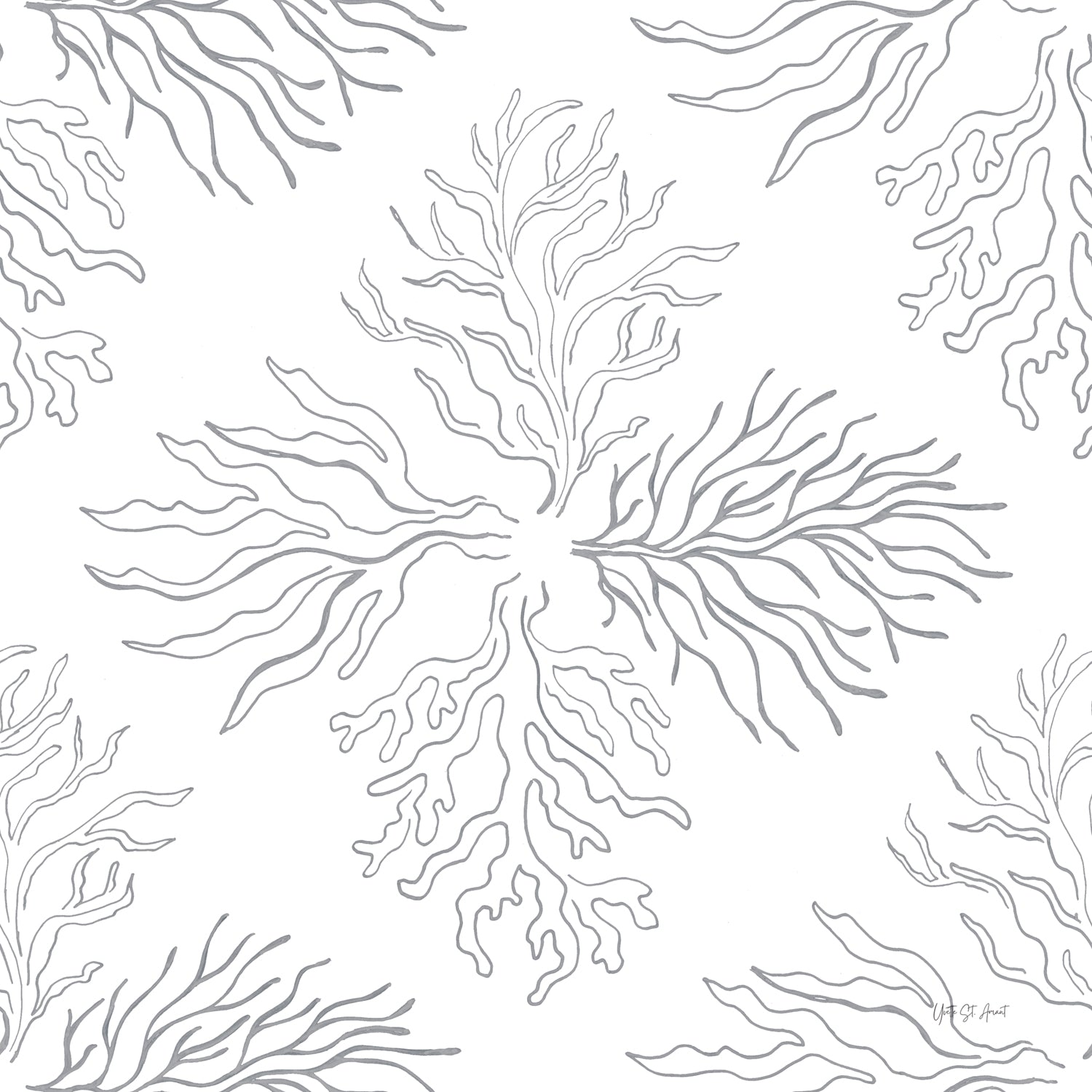 Delicate Coastline Pattern I, Style A, Wallpaper Eco-friendly Peel
