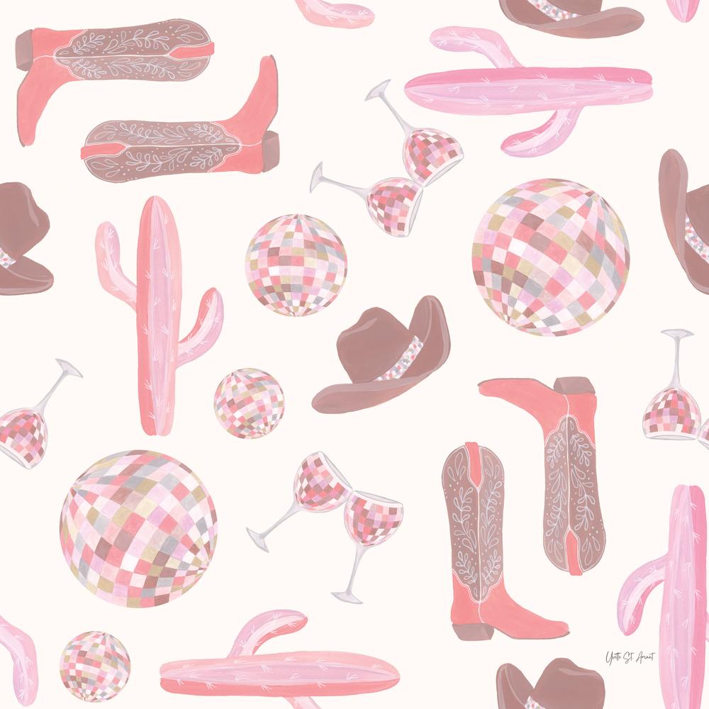 Disco Cowgirl Pattern IA-wallpaper-eco-friendly-easy-removal-Yvette St. Amant-1