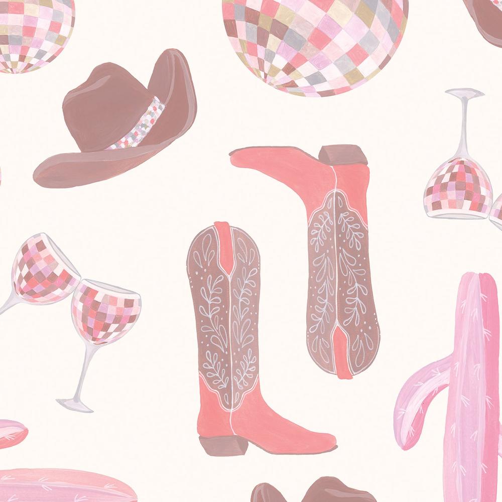 Disco Cowgirl Pattern IA-wallpaper-eco-friendly-easy-removal-Yvette St. Amant-4