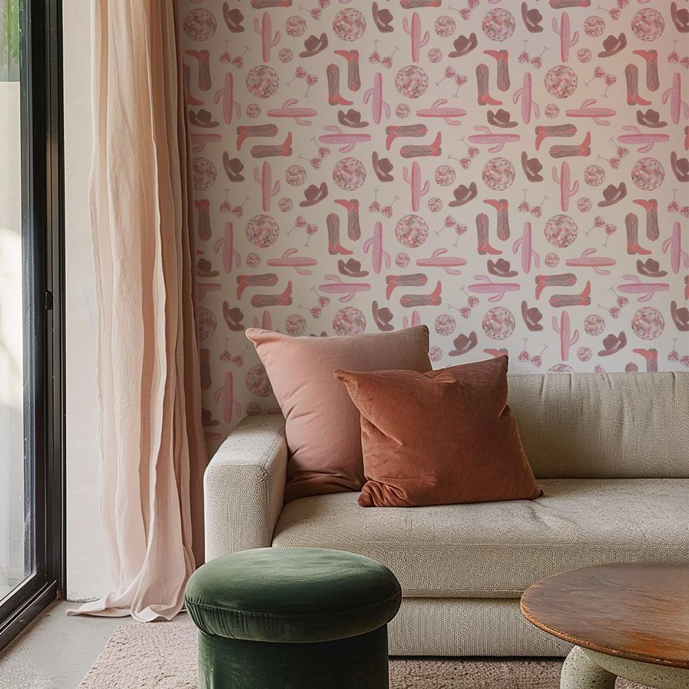Disco Cowgirl Pattern IA-wallpaper-eco-friendly-easy-removal-Yvette St. Amant-5