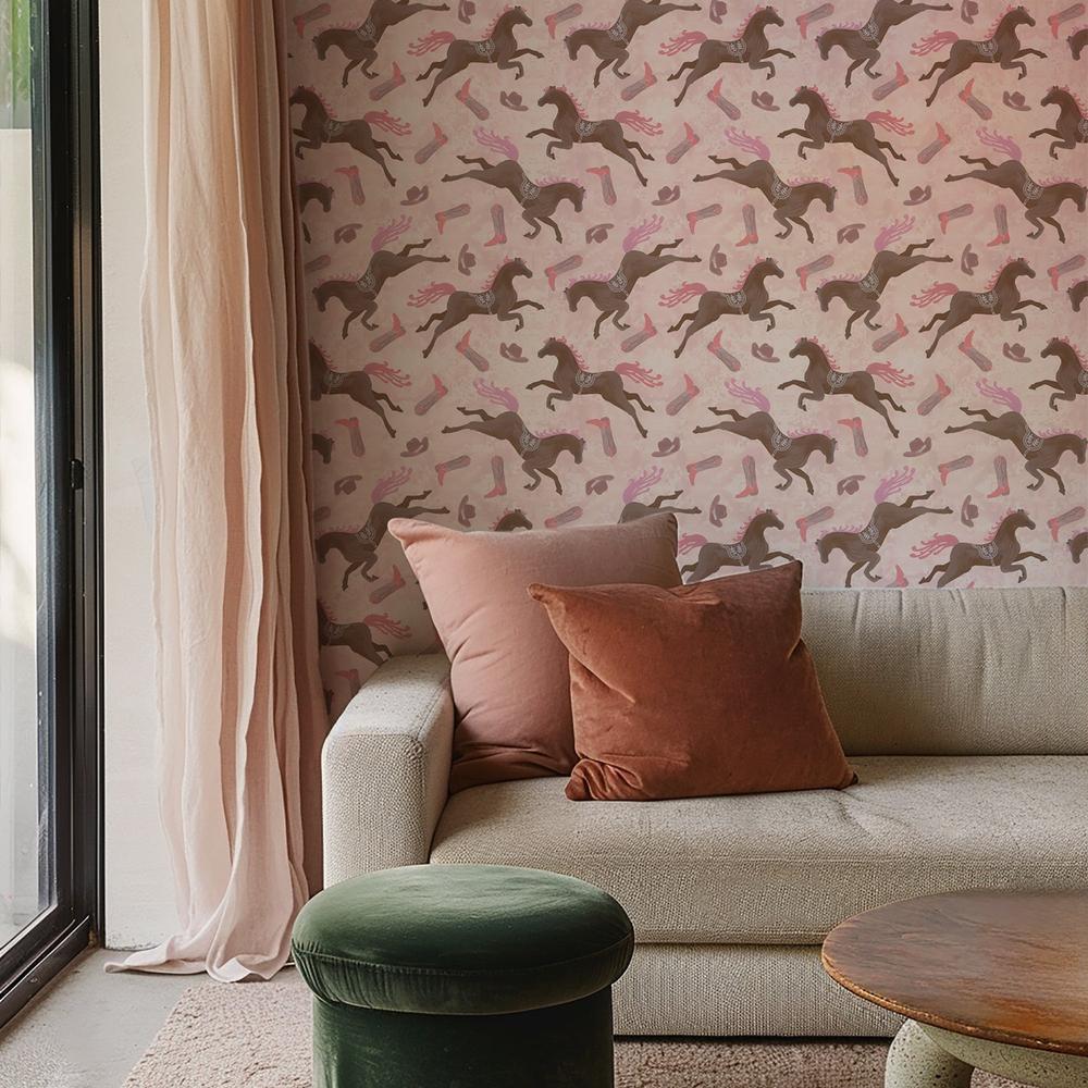 Disco Cowgirl Pattern IIIB-wallpaper-eco-friendly-easy-removal-Yvette St. Amant-5