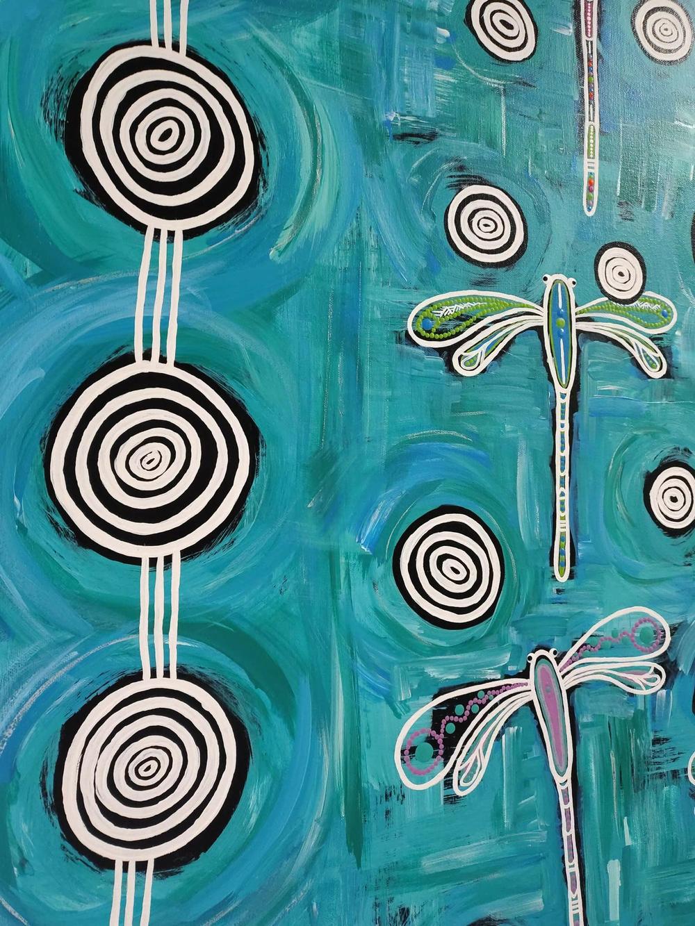 Dragonfly mob flying on long travels over deep water , Original Artwork-by-Emma Rigney-original art-Gioia