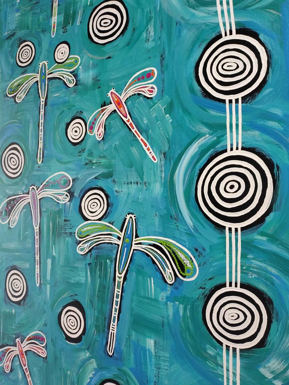 Dragonfly mob flying on long travels over deep water , Original Artwork-by-Emma Rigney-original art-Gioia