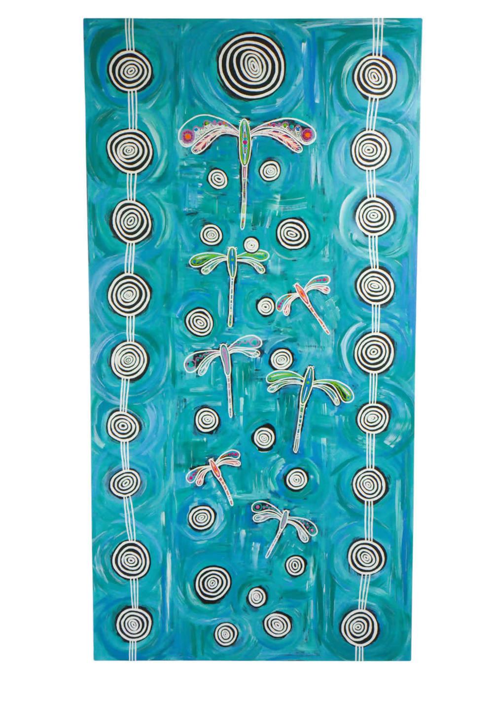 Dragonfly mob flying on long travels over deep water , Original Artwork-by-Emma Rigney-original art-Gioia