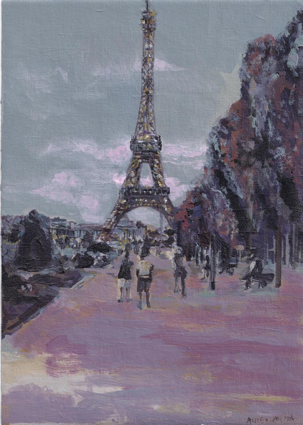 Early Evening In Paris (Pre-Olympics), Original Artwork By Alice Kwan-by-Alice Kwan-original art-Gioia