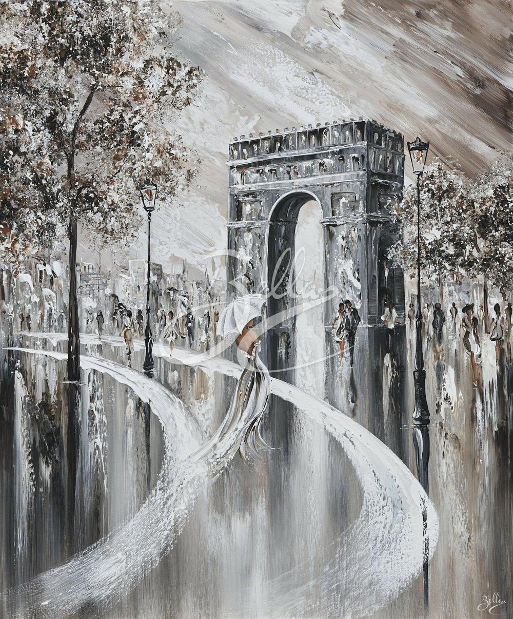 Elegance on the Champs-Élysées, By Isabella Karolewicz , Original Artwork-by-Isabella Karolewicz-original art-Gioia