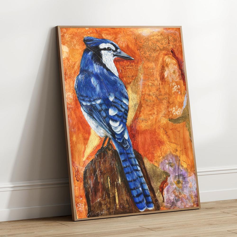 Enchanted Blue Jays Aura, Original Painting On Paper By Emily Birdsey-by-Emily Birdsey-original art-Gioia
