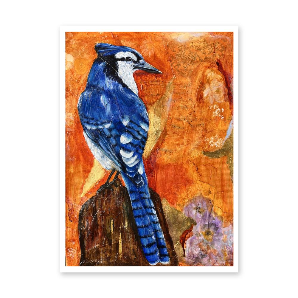 Enchanted Blue Jays Aura, Original Painting On Paper By Emily Birdsey-by-Emily Birdsey-original art-Gioia