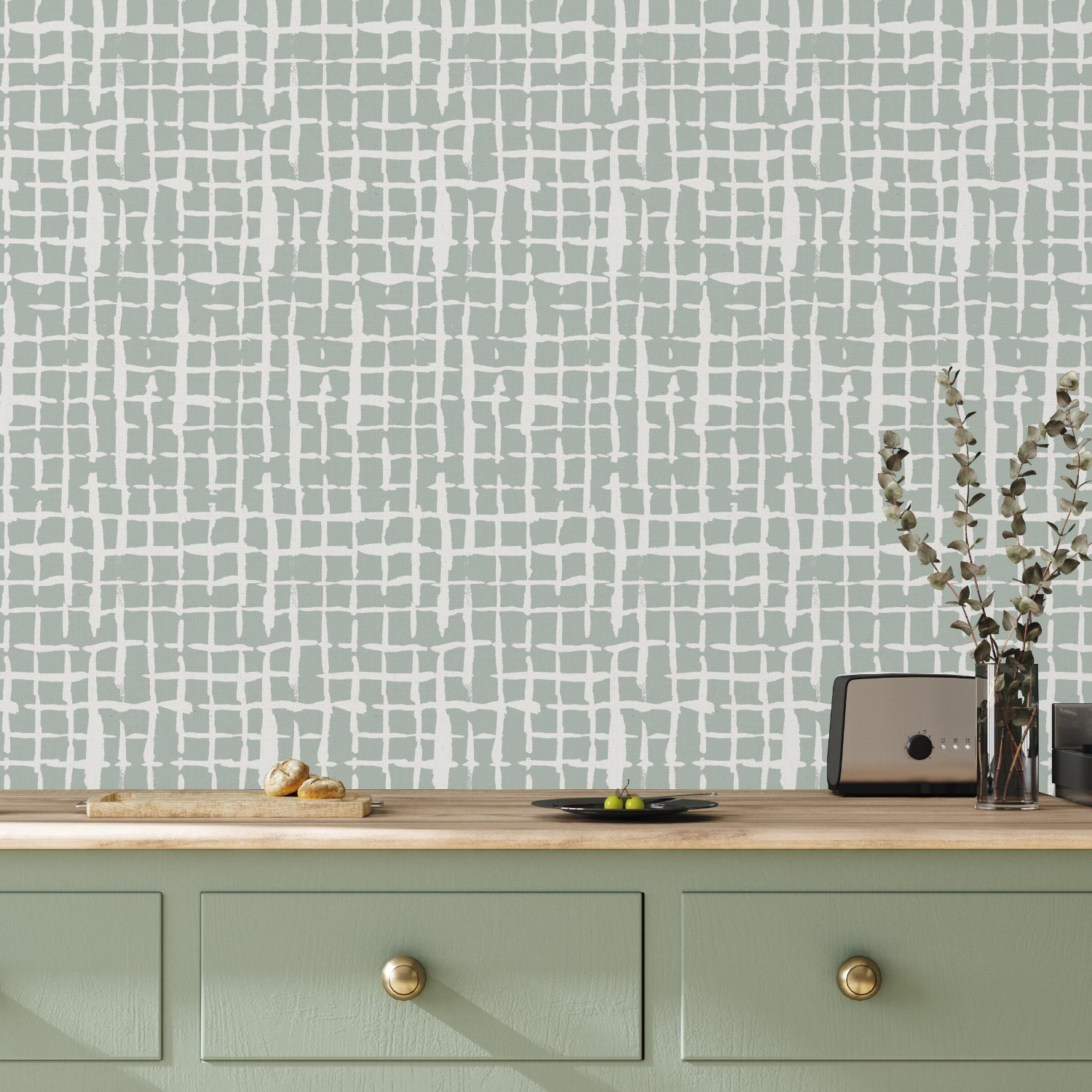 Farmhouse Flea Market Green, Wallpaper