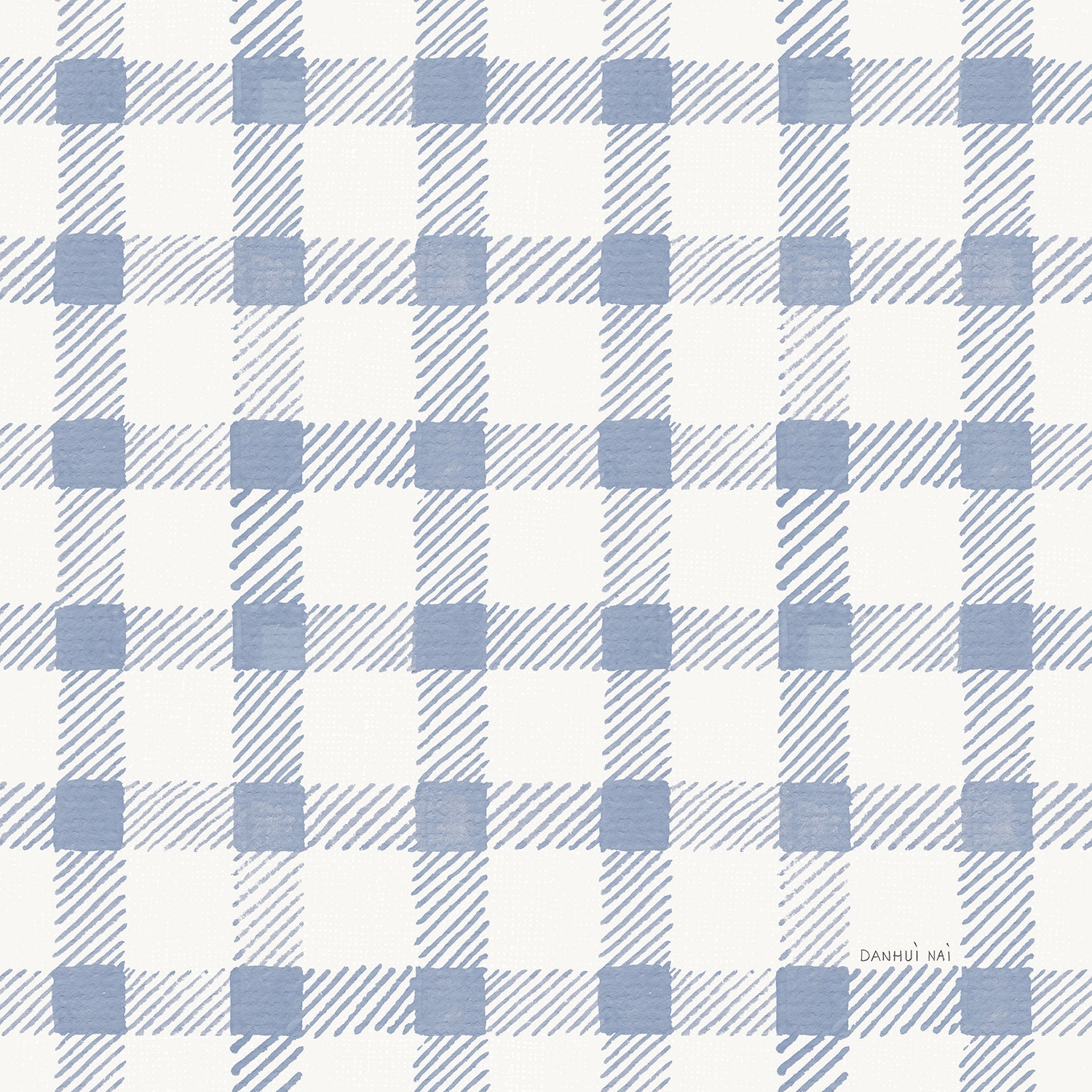 Blue Country Gingham, Wallpaper