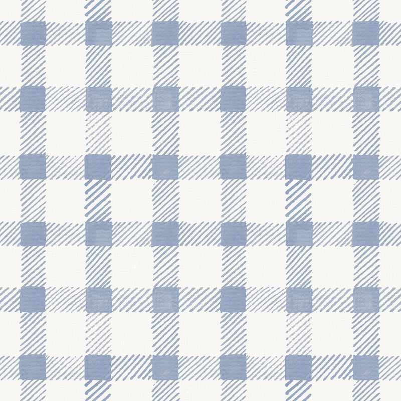 Blue Country Gingham, Wallpaper