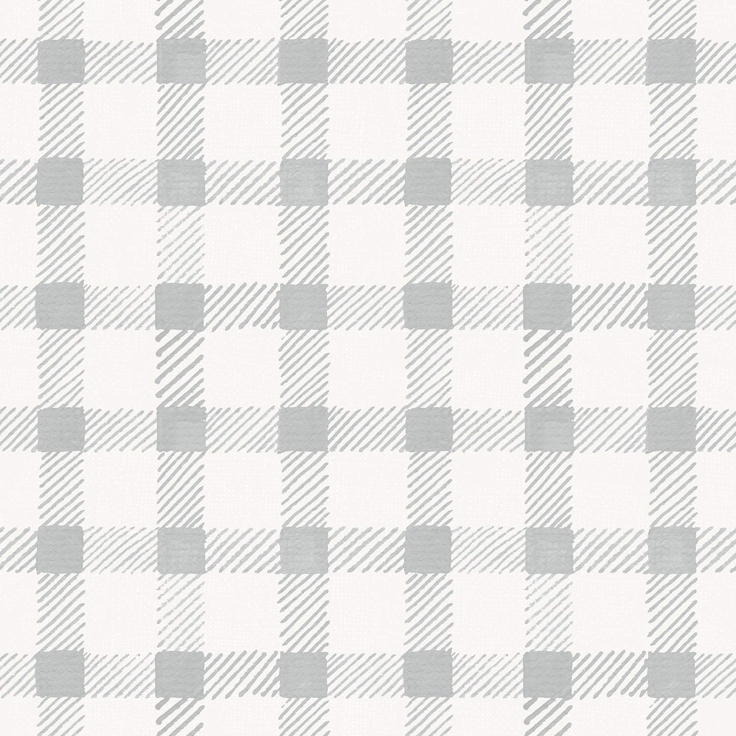 Grey Country Gingham, Wallpaper