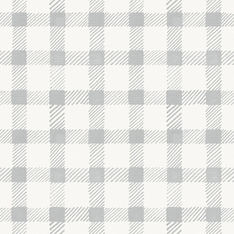 Grey Country Gingham, Wallpaper