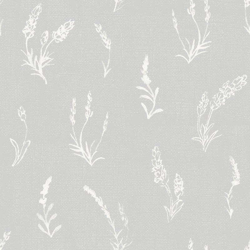 Grey Background Lavender Pattern, Wallpaper