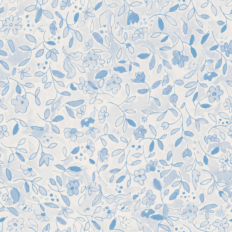 Flower Tile Blue, Wallpaper