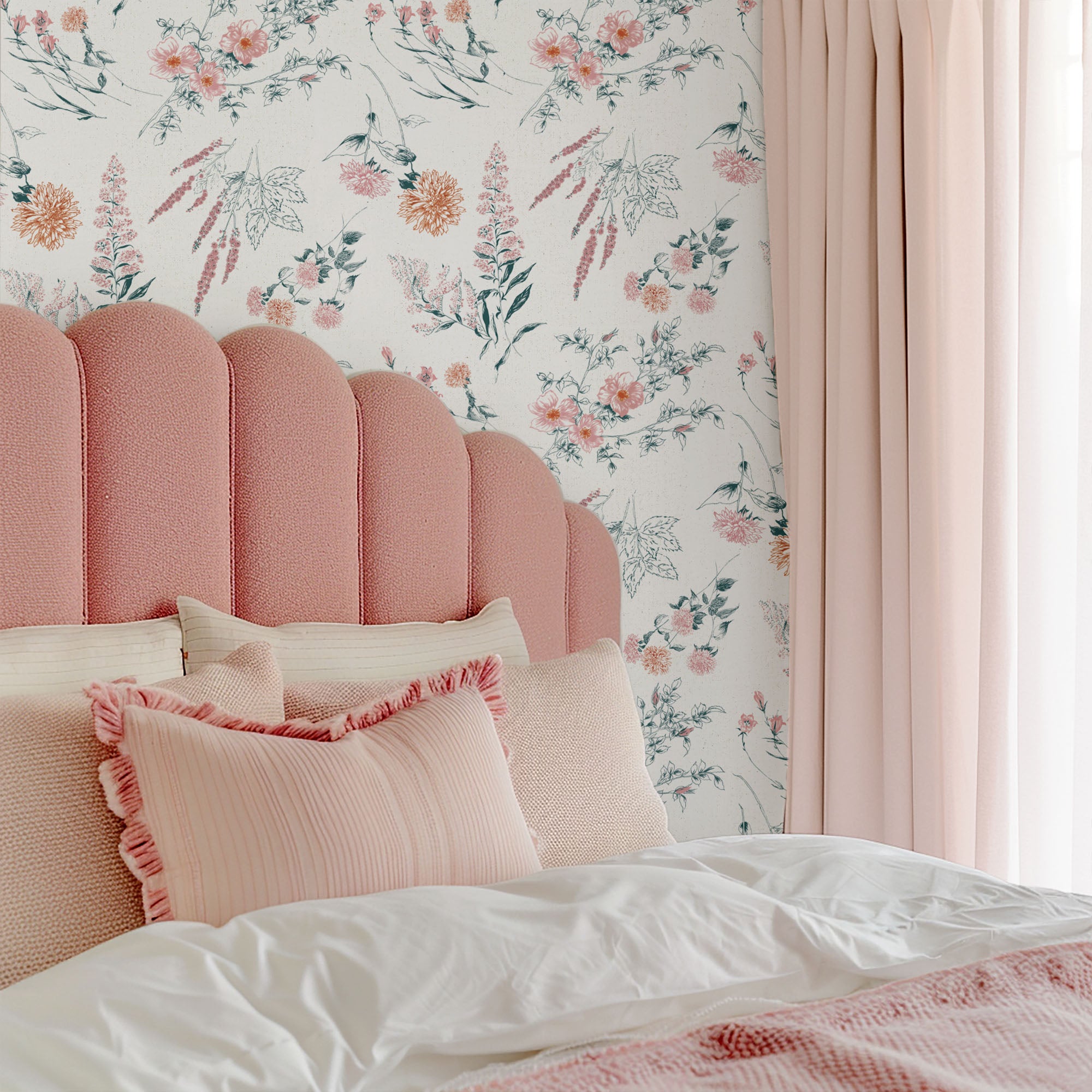Flowers on White Contemporary Bright Pattern I