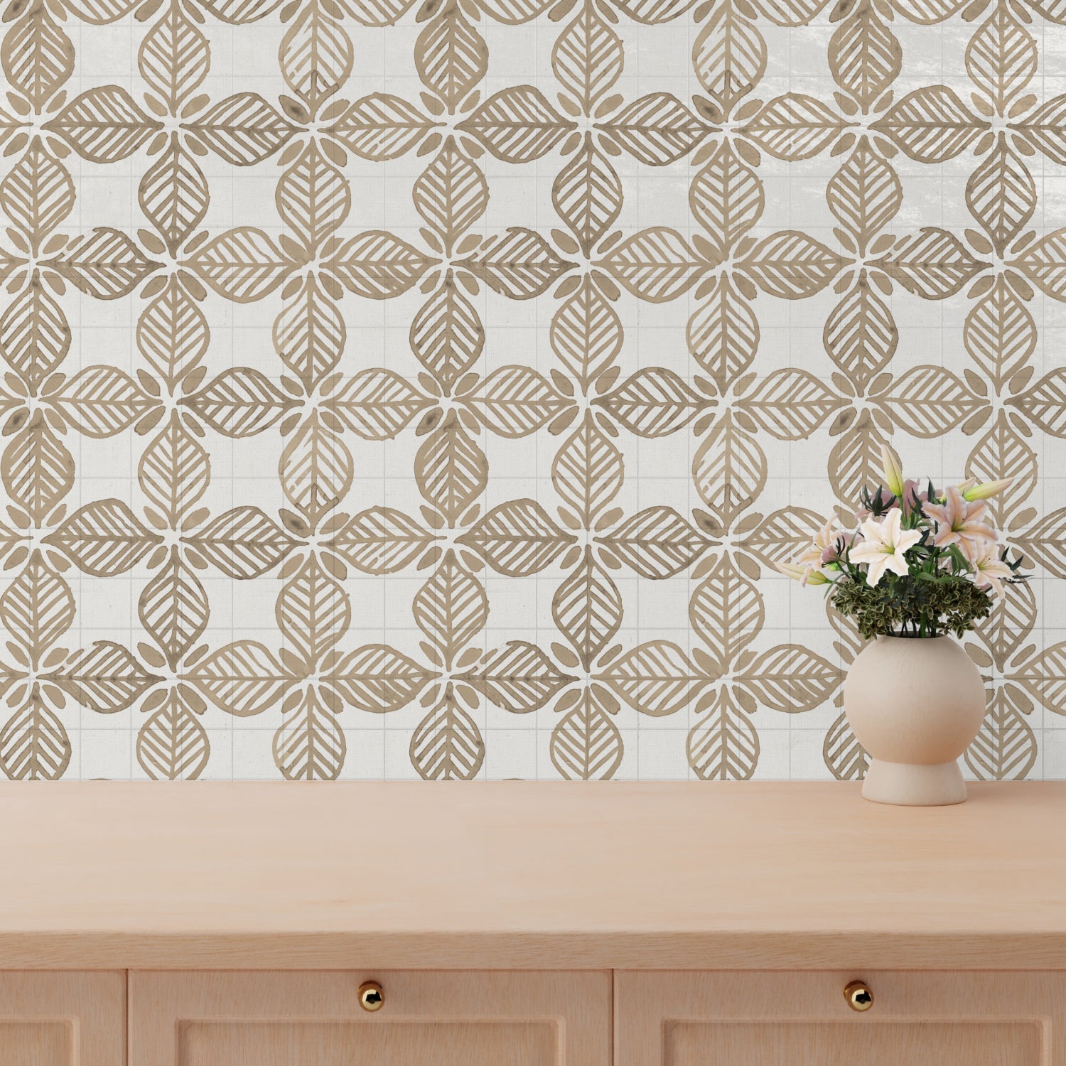 Fresh Farmhouse Pattern Biege, Wallpaper