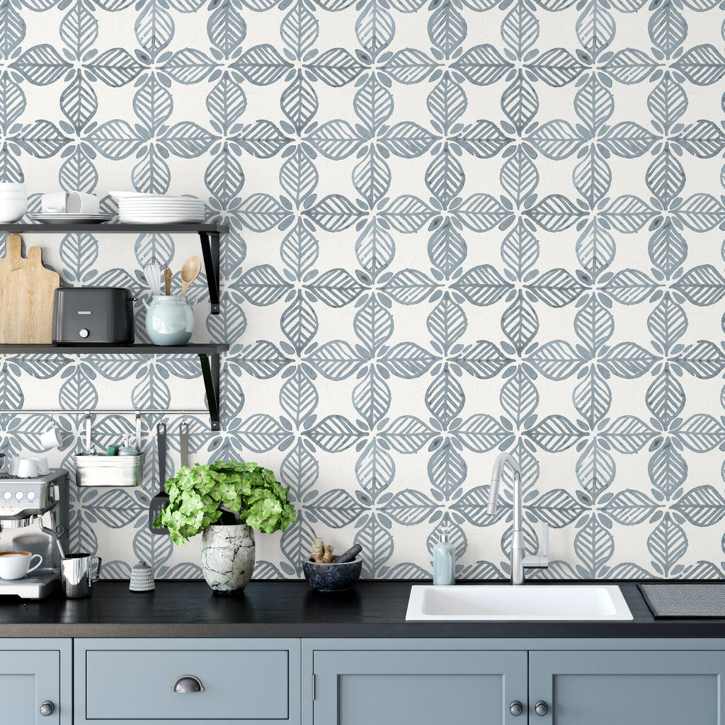 Fresh Farmhouse Pattern Blue, Wallpaper | eco-friendly self adhesive ...