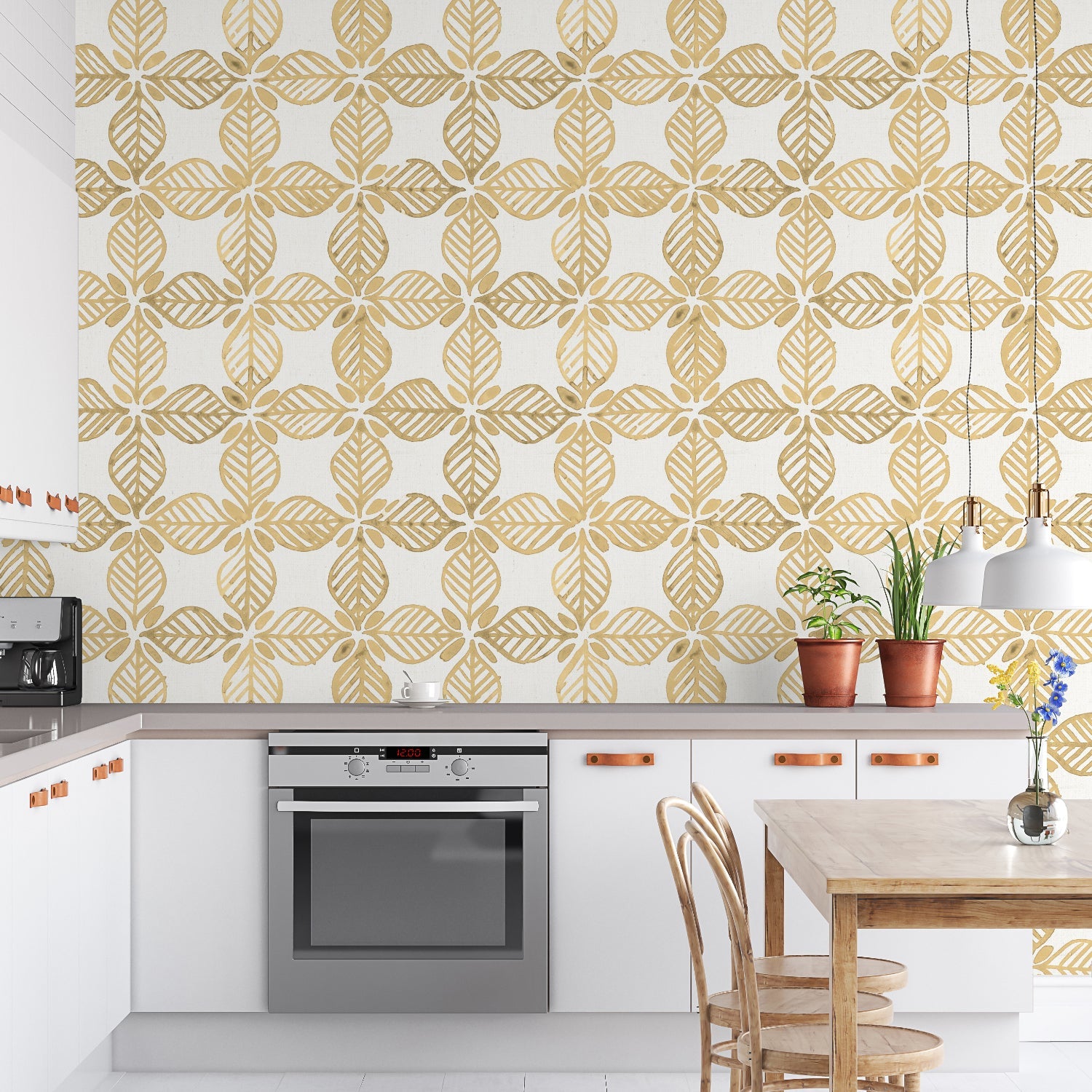 Fresh Farmhouse Pattern Yellow, Wallpaper