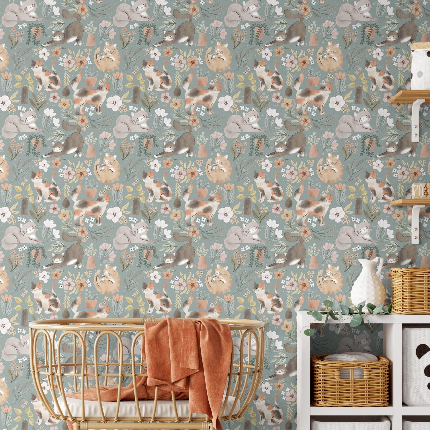 Garden Friends Pattern I, Style B, Wallpaper