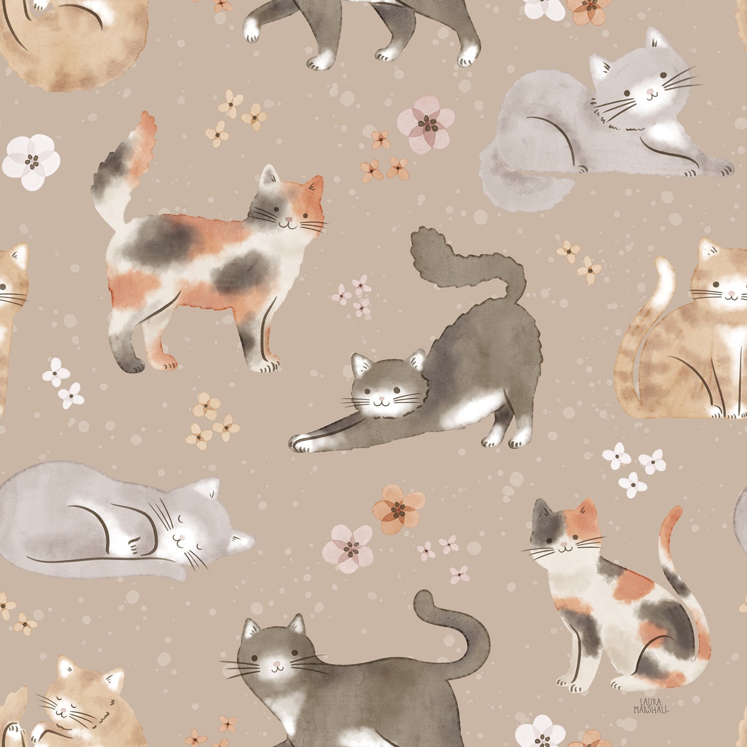 Garden Friends Pattern VI, Style B, Wallpaper