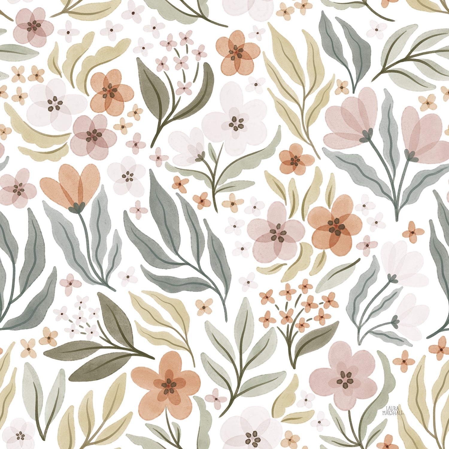 Garden Friends Pattern VII, Style A, Wallpaper