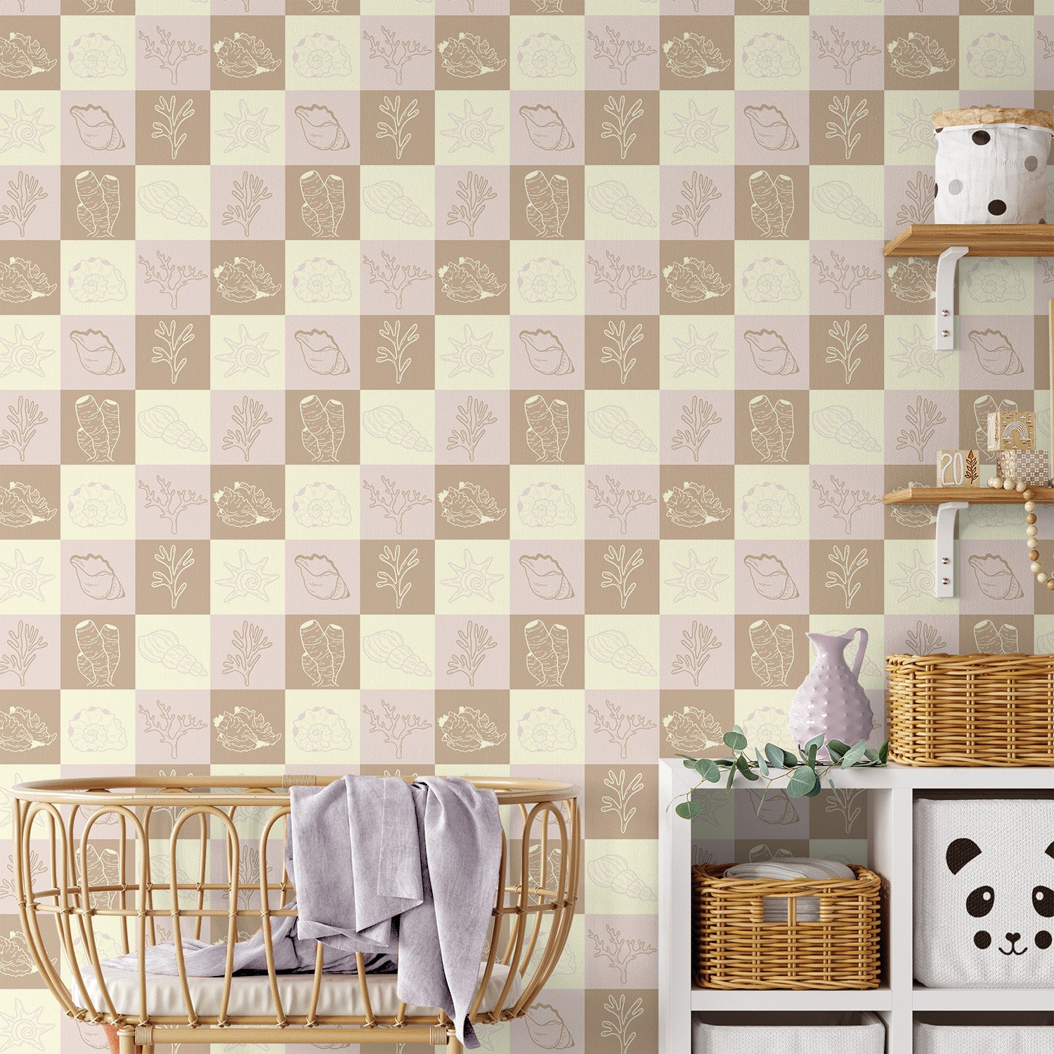 Gingham Marine Life-wallpaper-eco-friendly-easy-removal-Gioia Wall Art-5