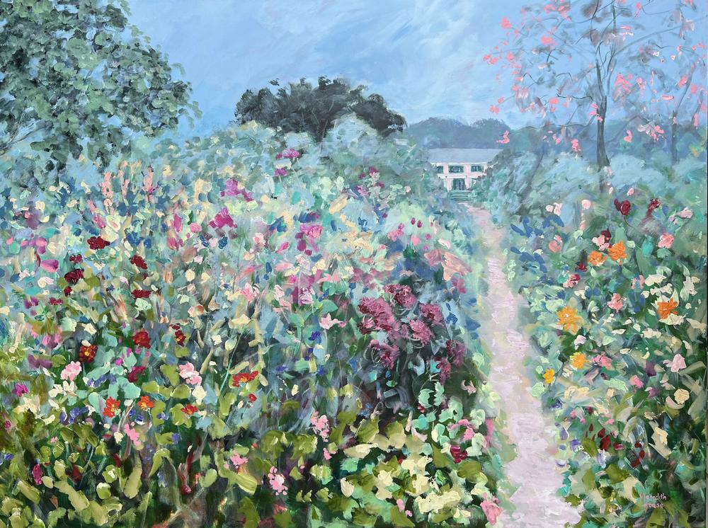 Giverny Flower Path , Original Artwork-by-Meredith Howse-original art-Gioia