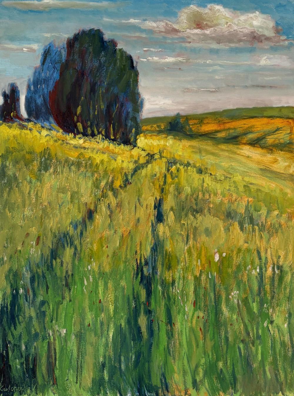 Golden Field Serenit-by-Vasily Kulchenko-original art-Gioia
