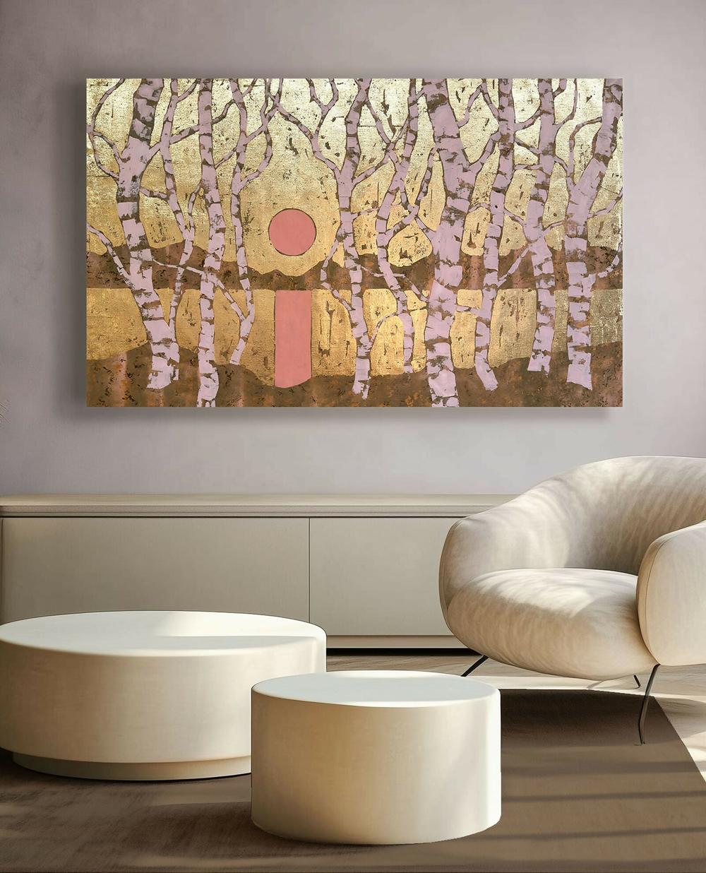 Golden Pink Sunset - Original Painting by Ekaterina Prisich-by-Ekaterina Prisich-original art-Gioia