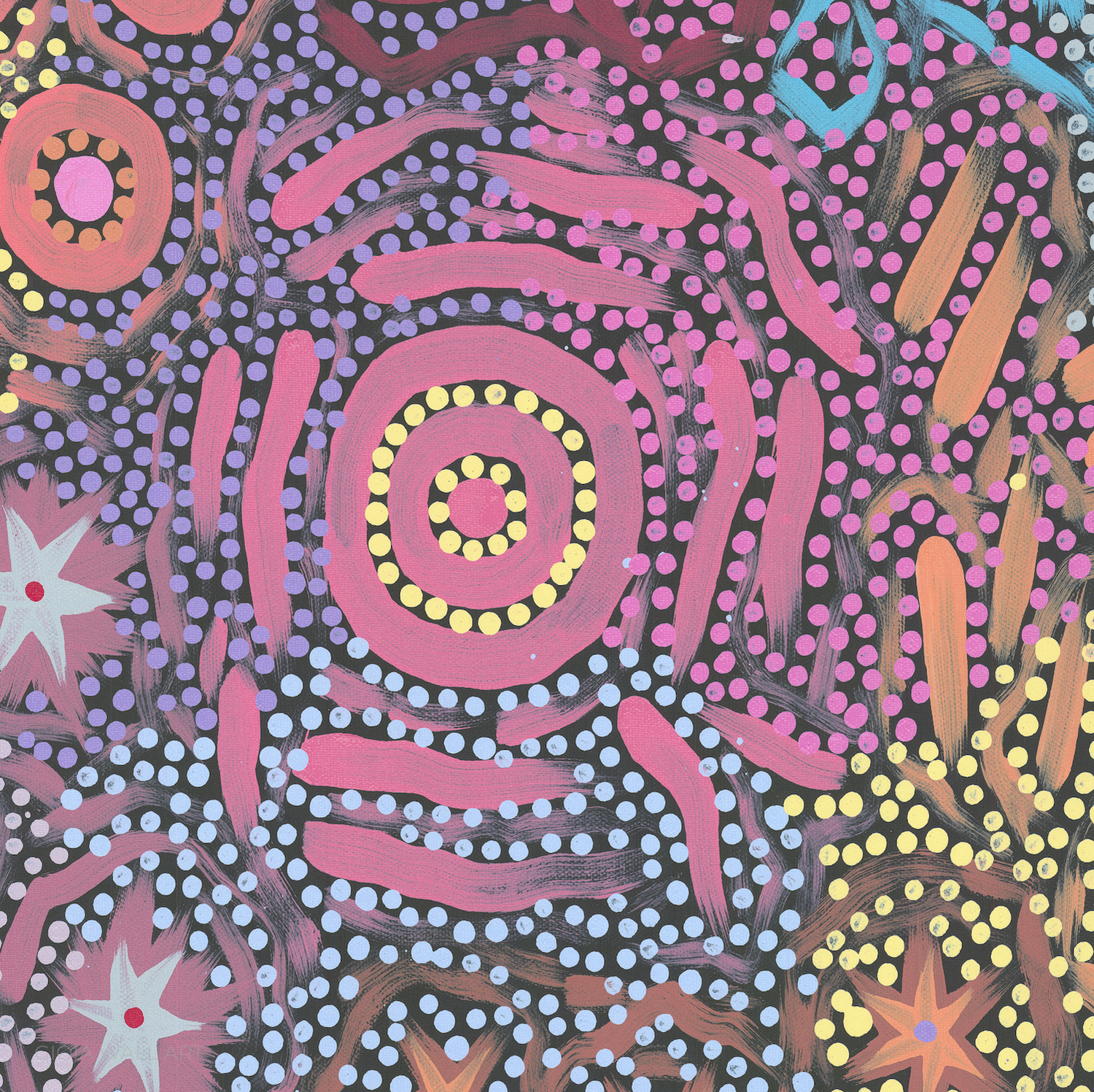 Grandmothers Country, Acrylic on Canvas, 88x100cm , Original Artwork-by-Azeza Possum-original art-Gioia