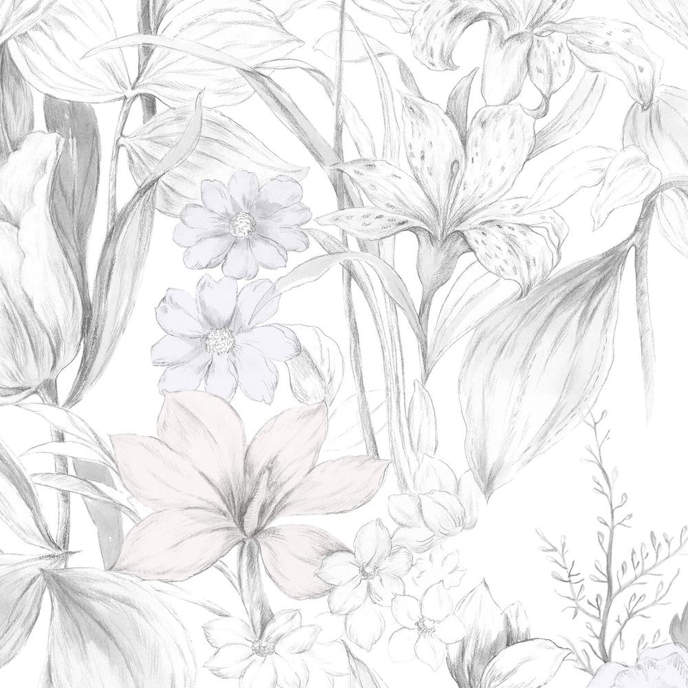 Grey And Blush Floral-wallpaper-eco-friendly-easy-removal-Gioia Wall Art-4