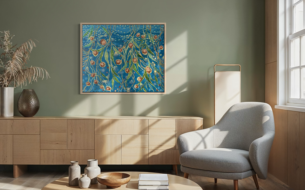Gum Blossom and Blue-by-Debra Duffy-original art-Gioia