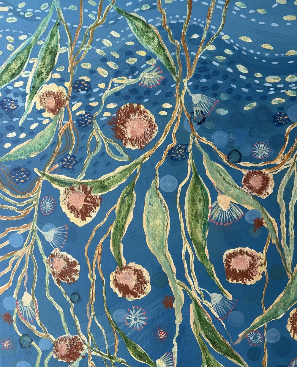 Gum Blossom and Blue-by-Debra Duffy-original art-Gioia