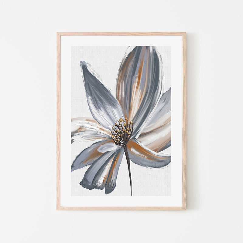 Blue Steel Flower , Hand-Painted Canvas