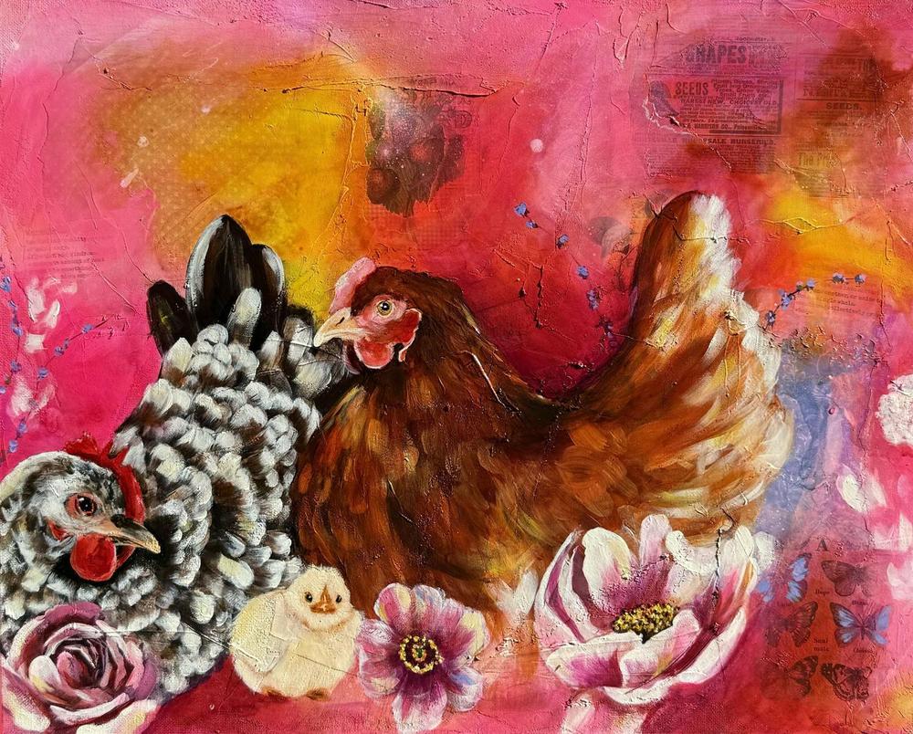 Hatching Hearts, Original Hand-Painted Canvas By Emily Birdsey-by-Emily Birdsey-original art-Gioia