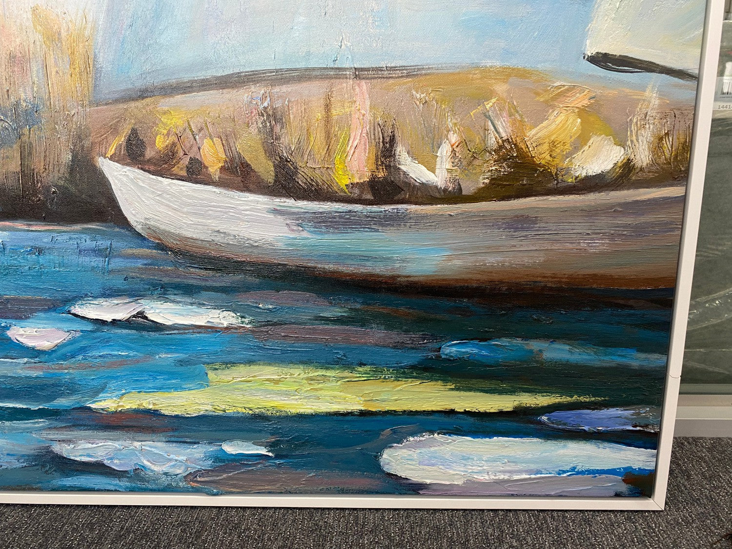 Sailing At Midday, Hand-Painted Canvas, 120x180cm, white frame